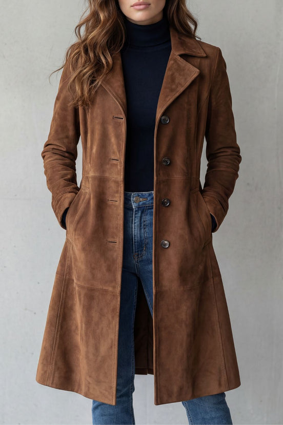 Women's Vintage Suede Longline Coat