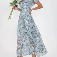 Women's Floral Chiffon Maxi Dress