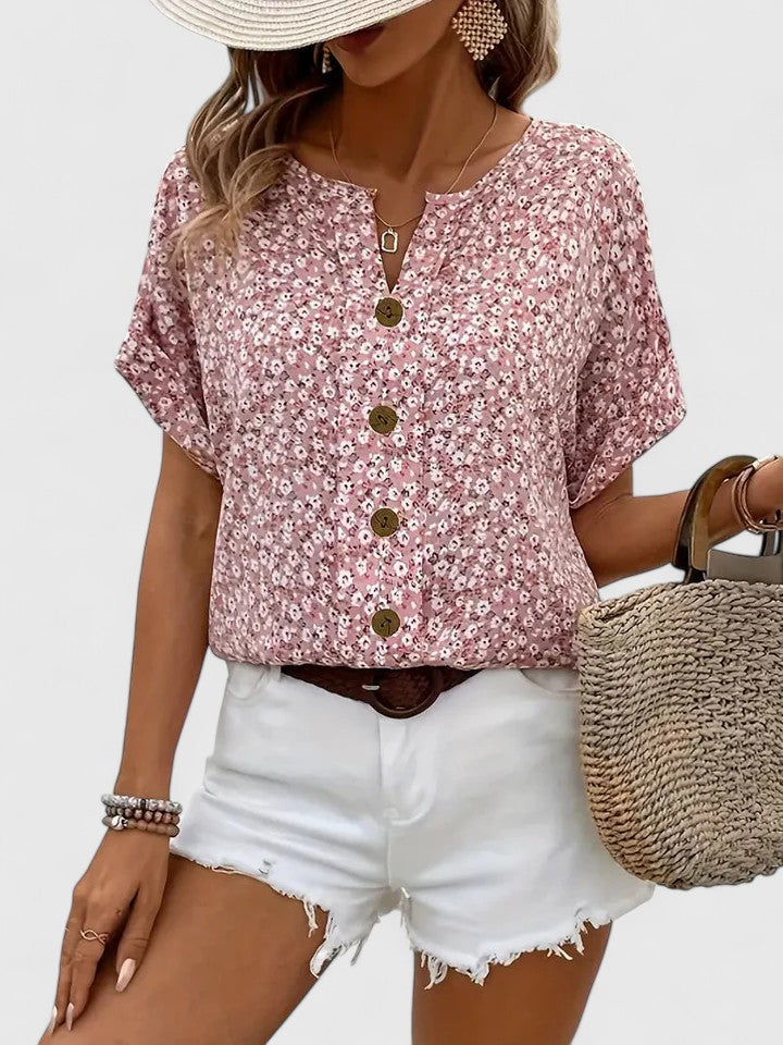 Women's Floral Button-Front Top
