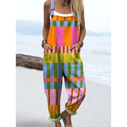 Women's Colourful Striped Cotton Overalls