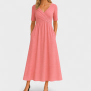 Women's Solid Satin Midi Dress