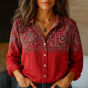 Women's Solid Cotton Button-Down Shirt