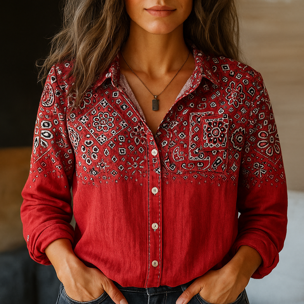 Women's Solid Cotton Button-Down Shirt