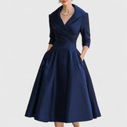 Women's Solid Satin Midi Dress