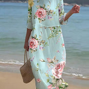 Women's Sunset Floral Cotton Dress