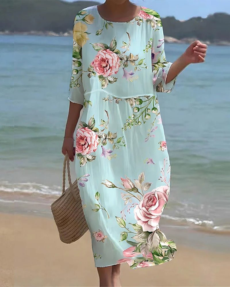 Women's Sunset Floral Cotton Dress