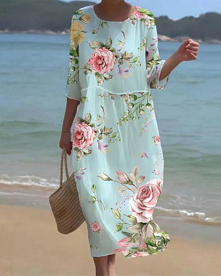 Women's Sunset Floral Cotton Dress