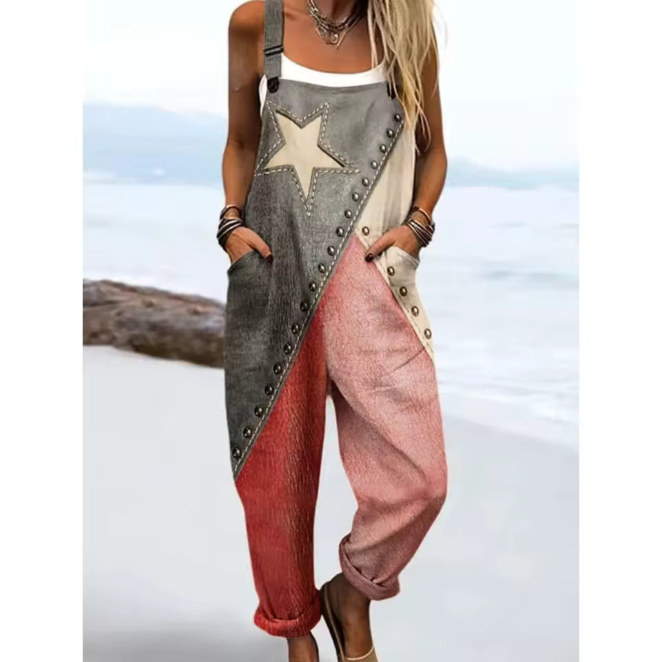 Women's Colourful Striped Cotton Overalls