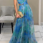 Women's Solid Chiffon Maxi Dress