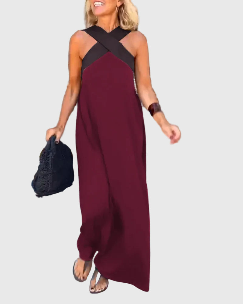 Women's Solid Chiffon Maxi Dress