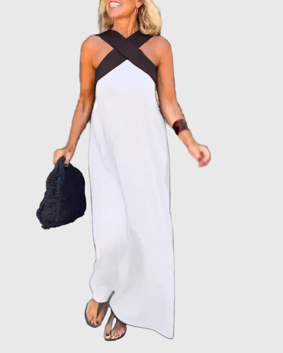 Women's Solid Chiffon Maxi Dress