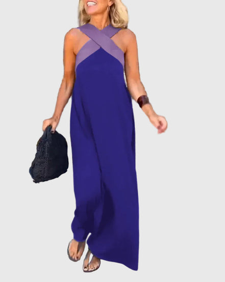 Women's Solid Chiffon Maxi Dress