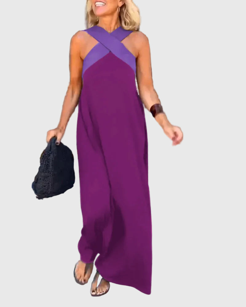 Women's Solid Chiffon Maxi Dress
