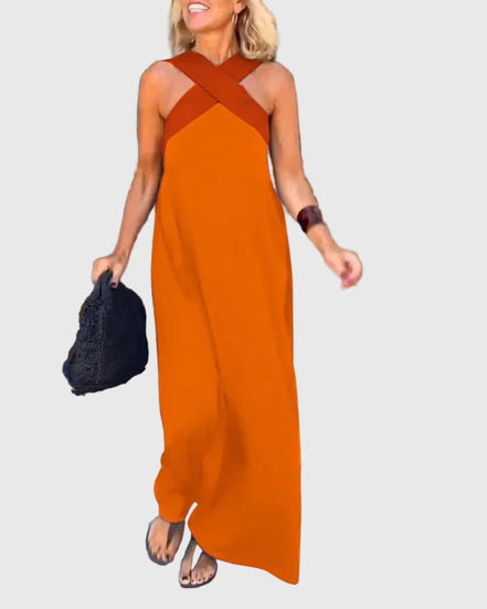 Women's Solid Chiffon Maxi Dress