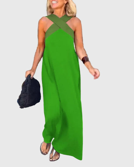 Women's Solid Chiffon Maxi Dress