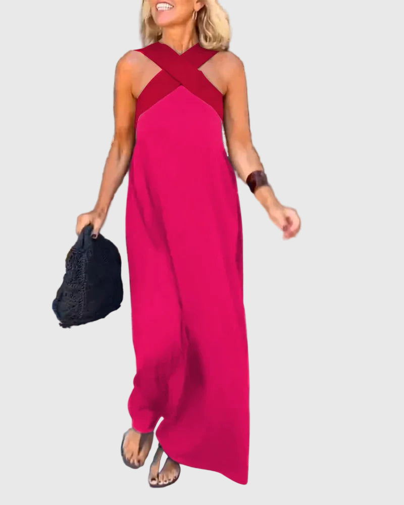 Women's Solid Chiffon Maxi Dress