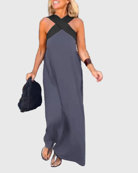 Women's Solid Chiffon Maxi Dress