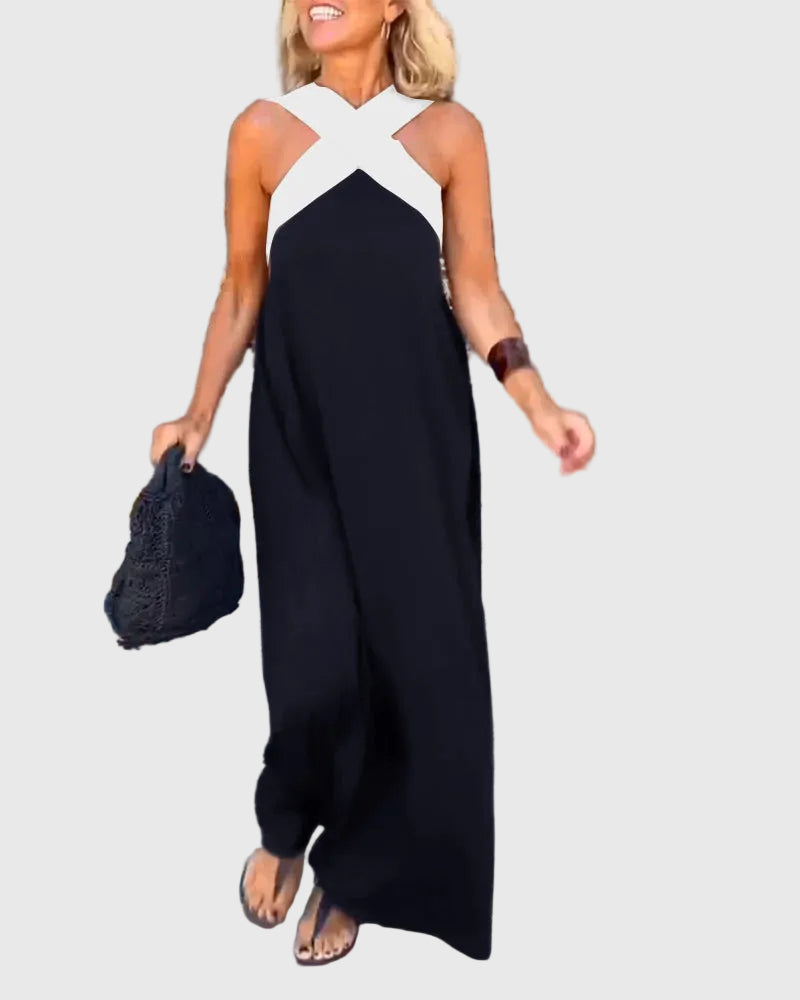 Women's Solid Chiffon Maxi Dress