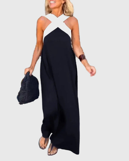 Women's Solid Chiffon Maxi Dress