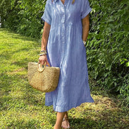 Women's Stripe Cotton Midi Dress