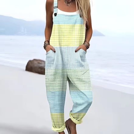 Women's Colourful Striped Cotton Overalls