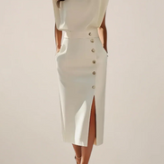 Women's Solid Midi Crepe Dress