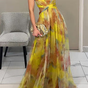 Women's Solid Chiffon Maxi Dress