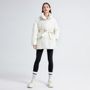 Women's Solid Quilted Wool Coat