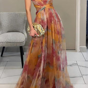 Women's Solid Chiffon Maxi Dress