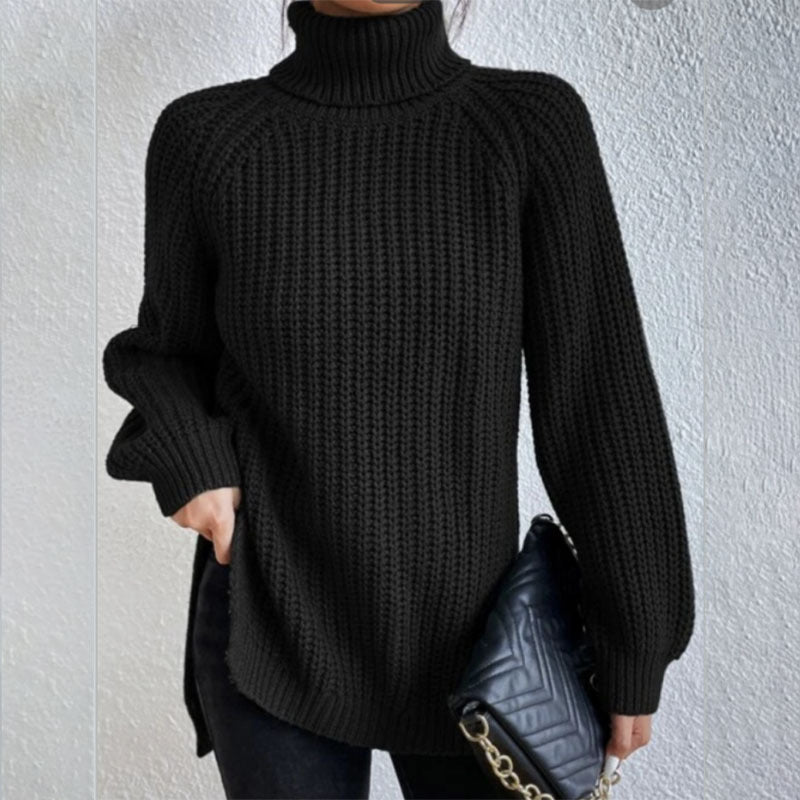 Women's Solid Knit Turtleneck Jumper