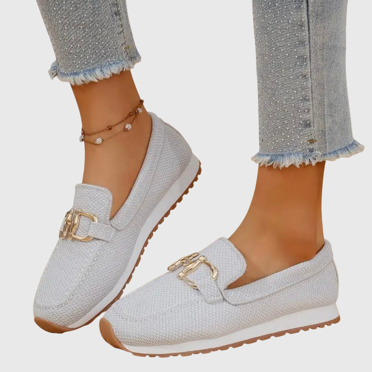 Women's Black Leather Loafer Sneakers