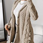 Women's Solid Plush Hooded Cardigan