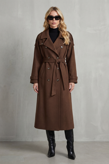 Women's Solid Wool Trench Coat