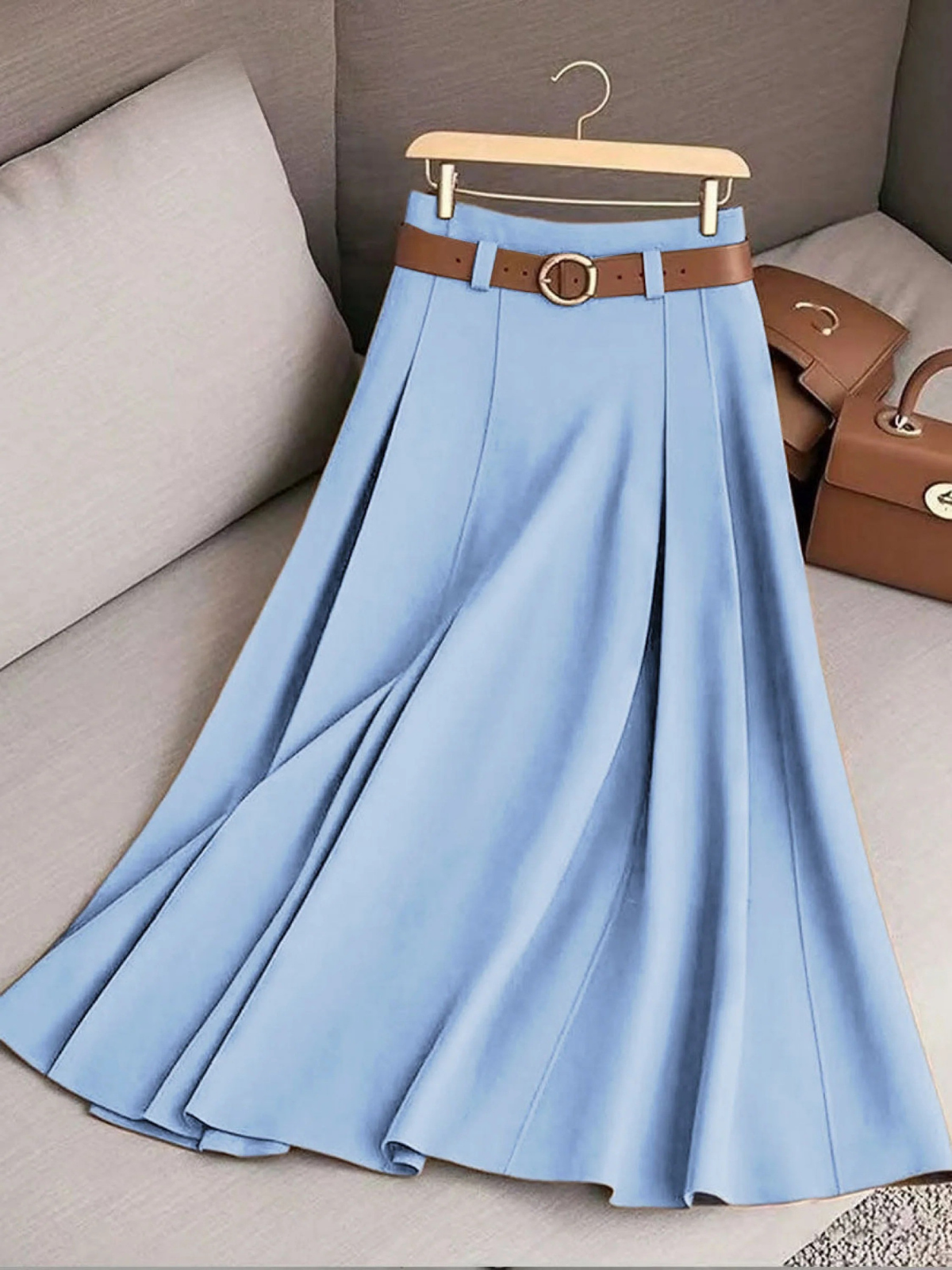 Women's Solid Cotton A-Line Skirt