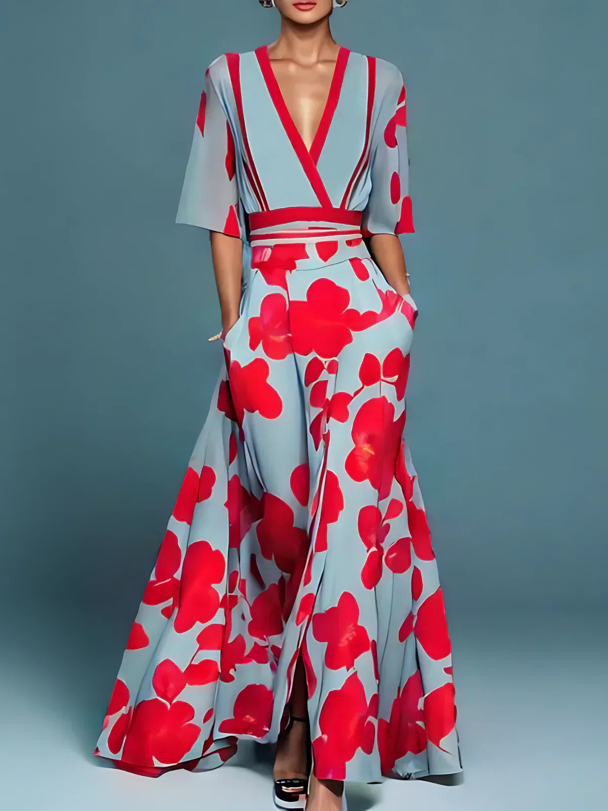 Women's Floral Satin Dress