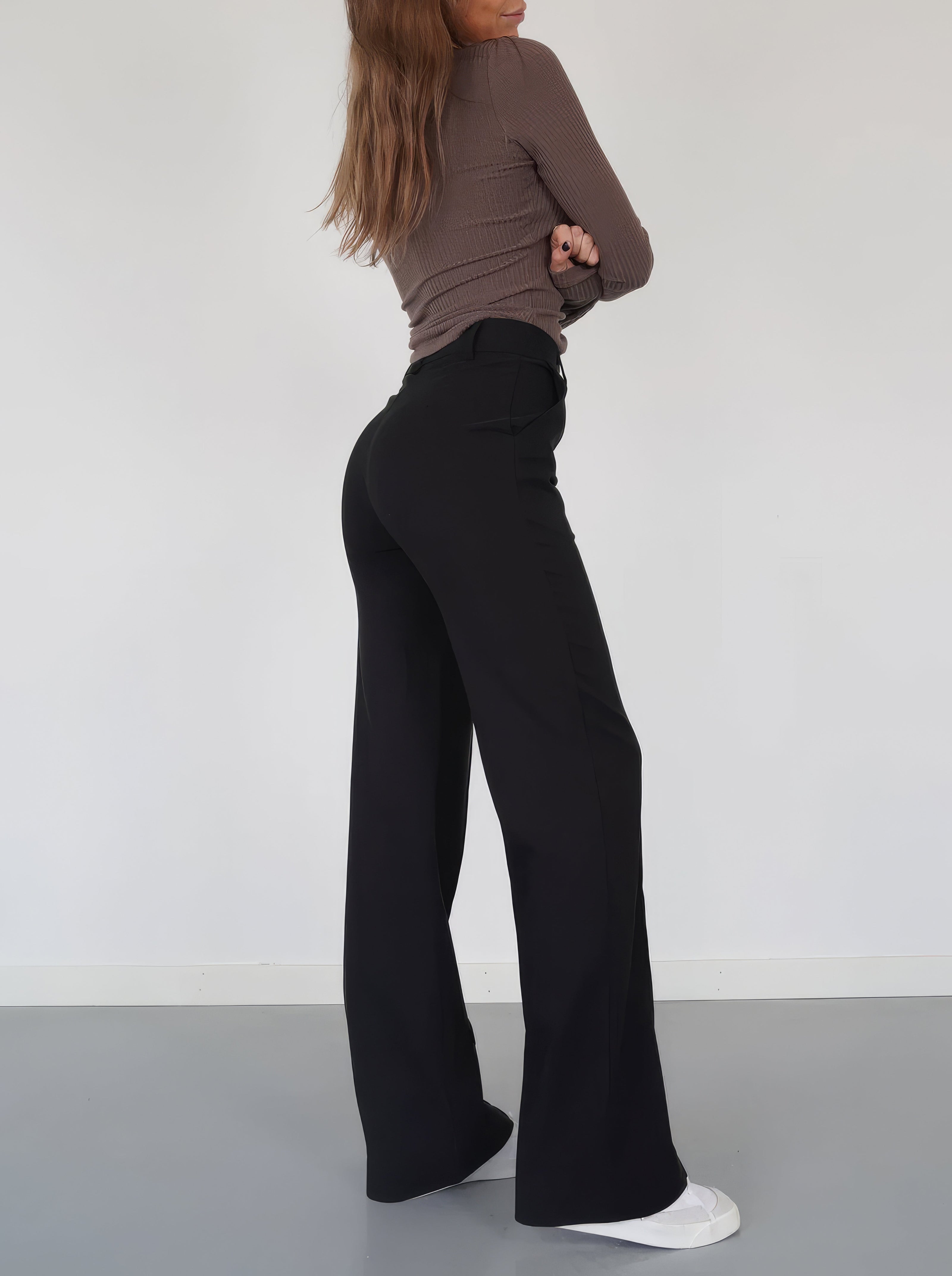 Women's Solid Wide-Leg Trousers