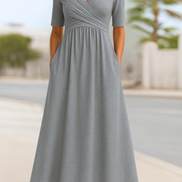 Women's Solid Jersey Crossover Dress