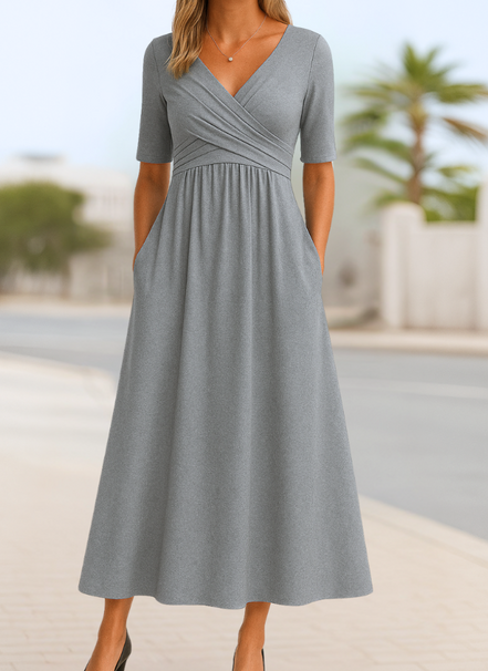 Women's Solid Jersey Crossover Dress