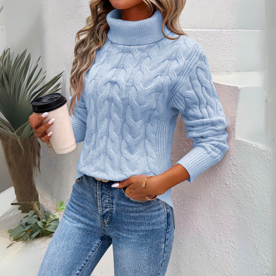 Women's Cable Knit Roll Neck Jumper
