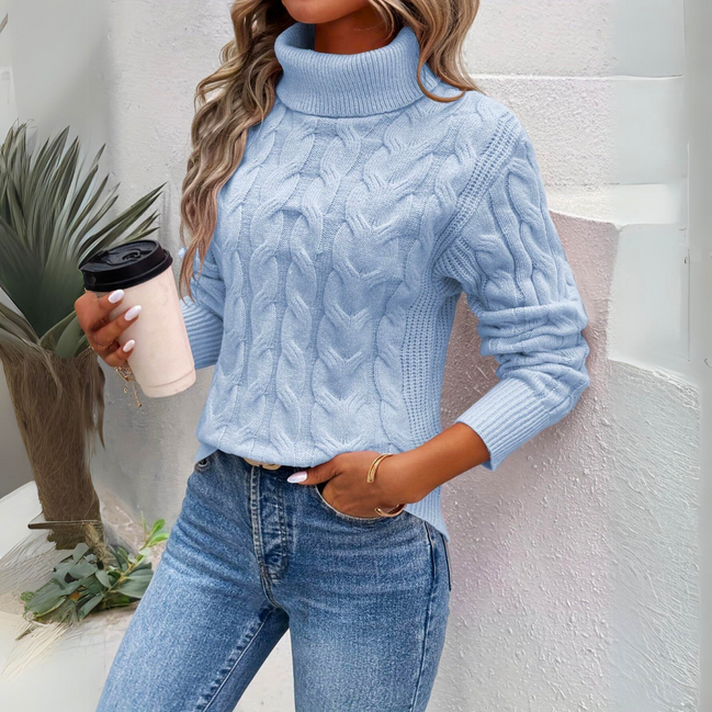 Women's Cable Knit Roll Neck Jumper
