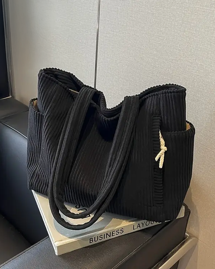 Women's Ribbed Leather Tote Bag