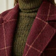 Women's Checked Wool Long Coat