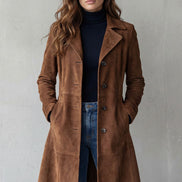 Women's Vintage Suede Longline Coat