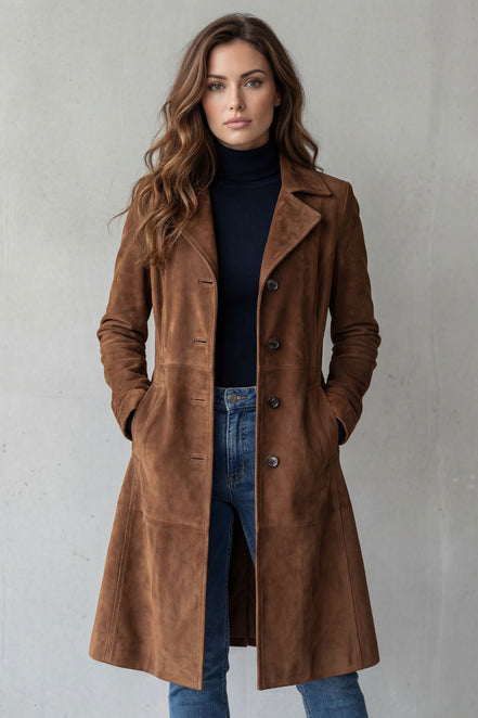 Women's Vintage Suede Longline Coat