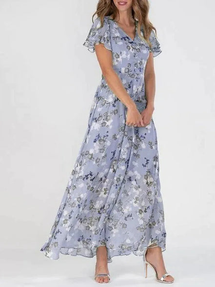 Women's Floral Chiffon Maxi Dress