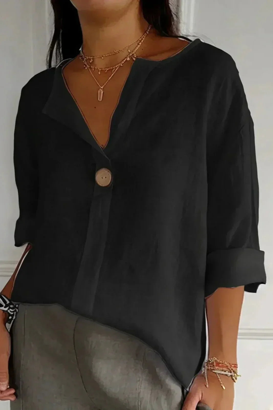 Women's Solid Linen Relaxed Top