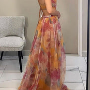 Women's Solid Chiffon Maxi Dress