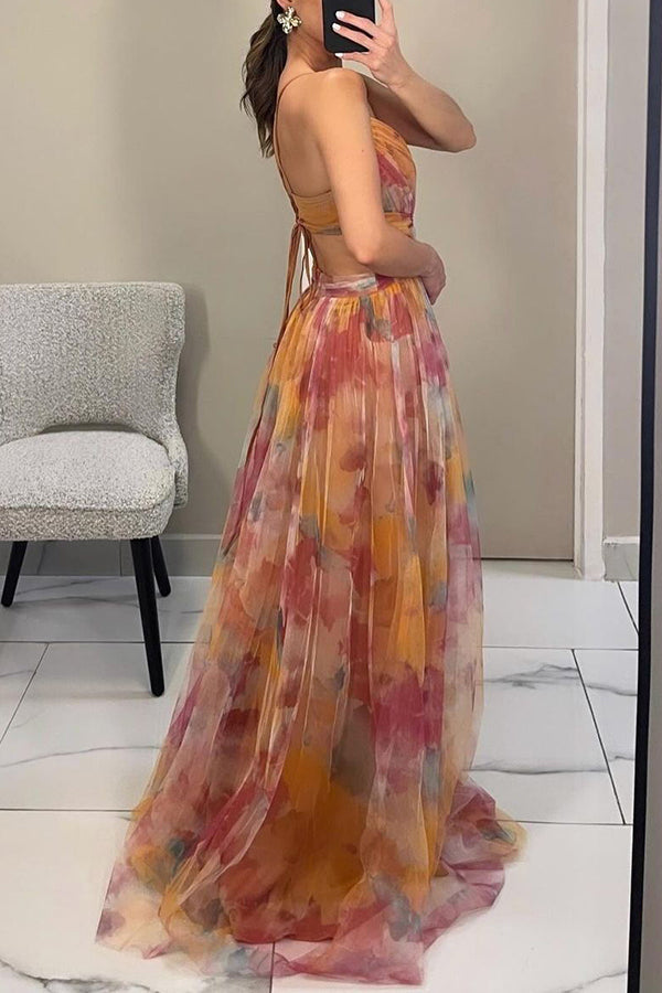 Women's Solid Chiffon Maxi Dress