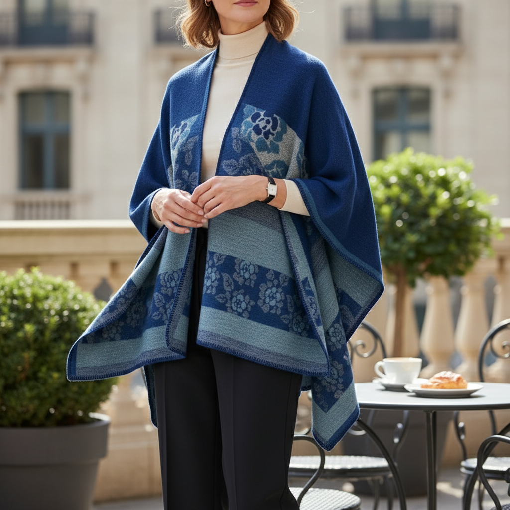 Women's Knit Poncho Argyle Pattern