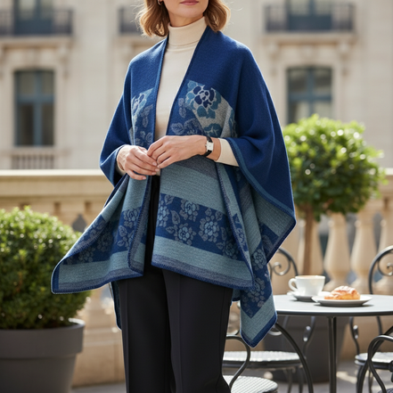 Women's Knit Poncho Argyle Pattern